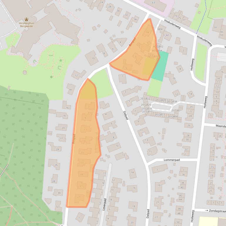 Kaart van postcodegebied 6416BW.