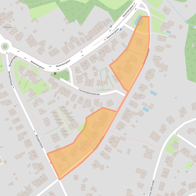 Kaart van postcodegebied 6416EZ.