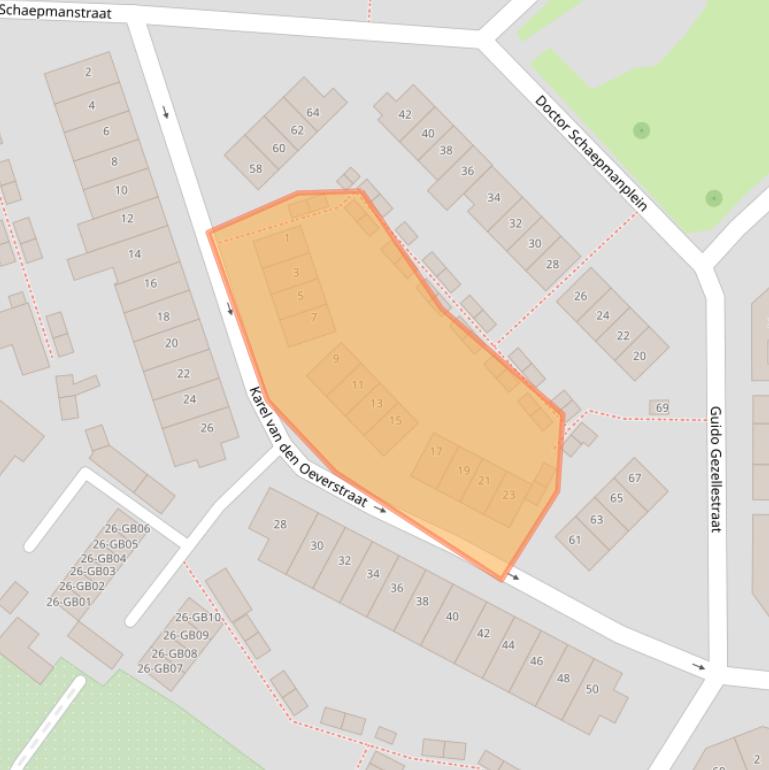 Kaart van postcodegebied 6416TD.