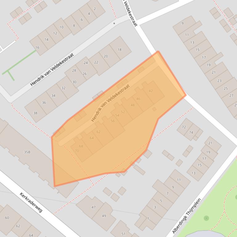 Kaart van postcodegebied 6416TP.