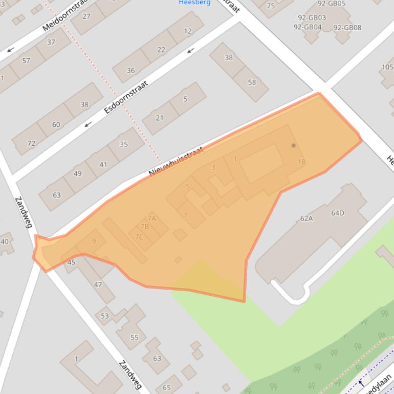 Kaart van postcodegebied 6417AG.