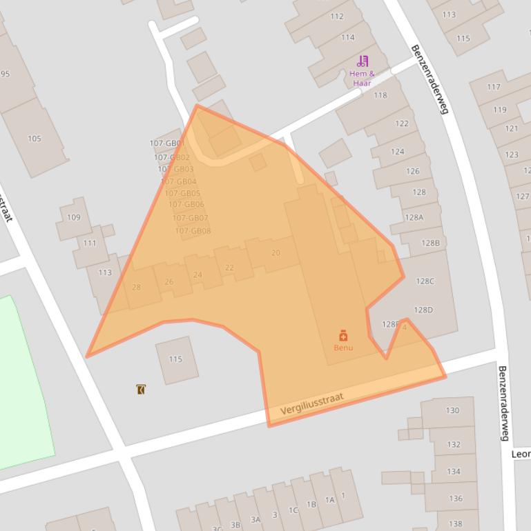 Kaart van postcodegebied 6417XB.