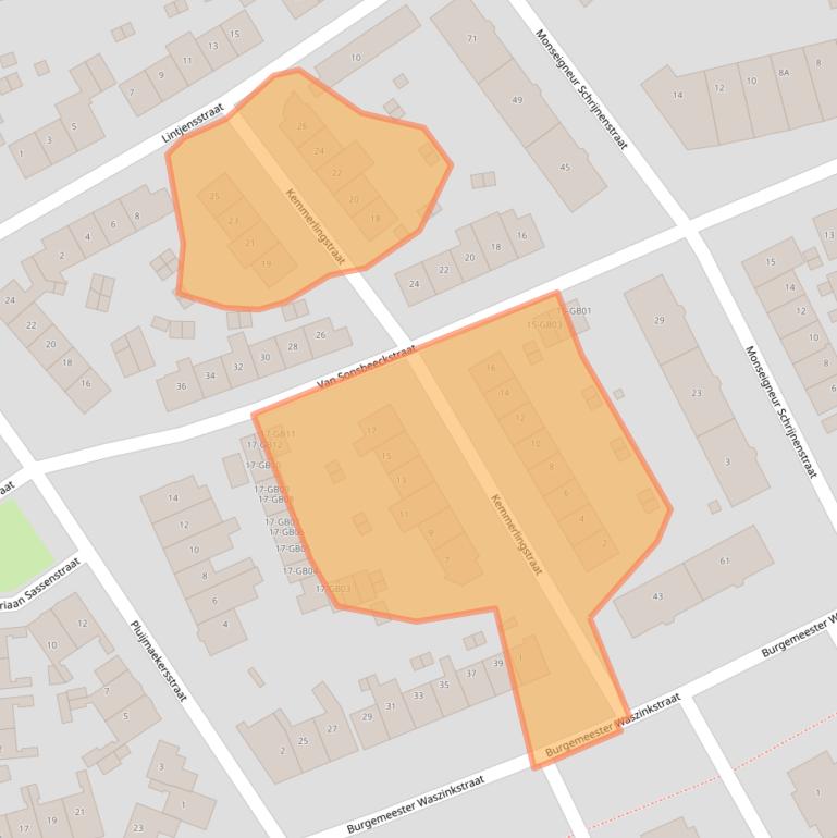 Kaart van postcodegebied 6417XT.