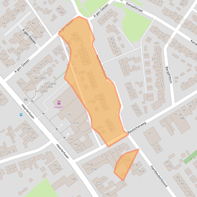 Kaart van postcodegebied 6418BV.