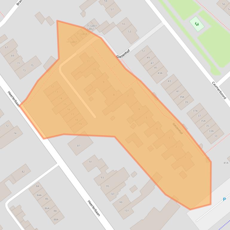 Kaart van postcodegebied 6418EZ.