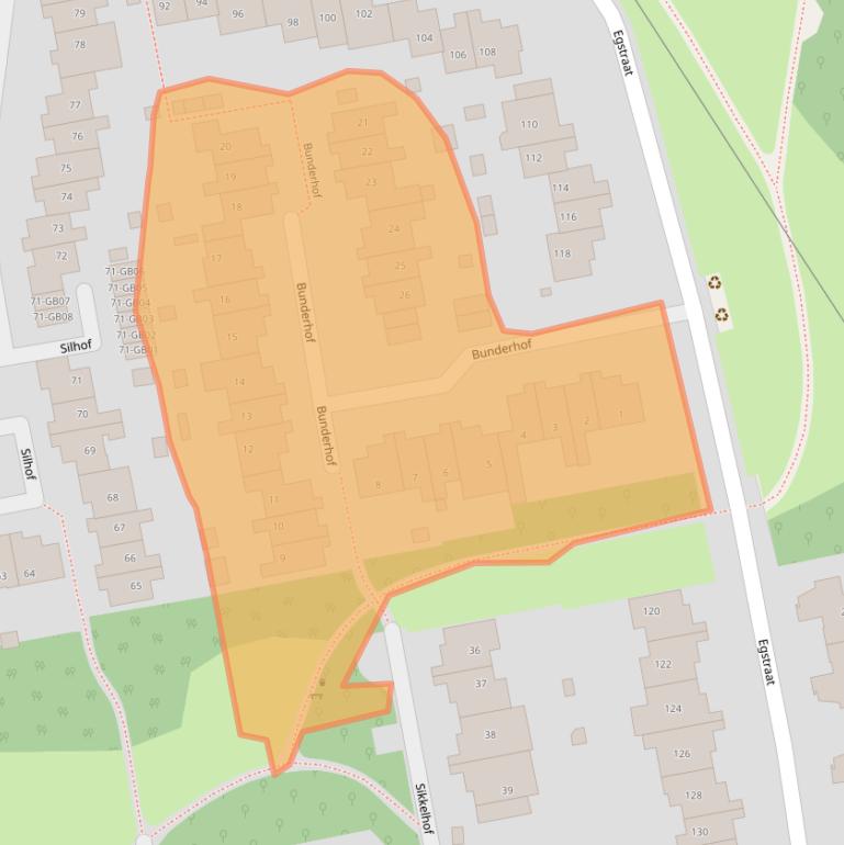 Kaart van postcodegebied 6418JZ.