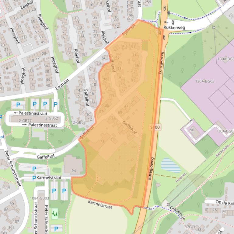 Kaart van postcodegebied 6418KC.