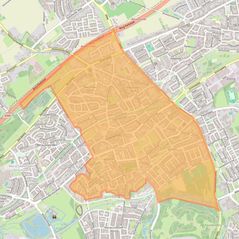 Kaartafbeelding, ingezoomd op postcodegebied 6431.