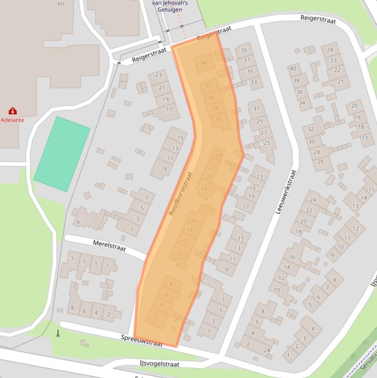 Kaart van postcodegebied 6432JD.