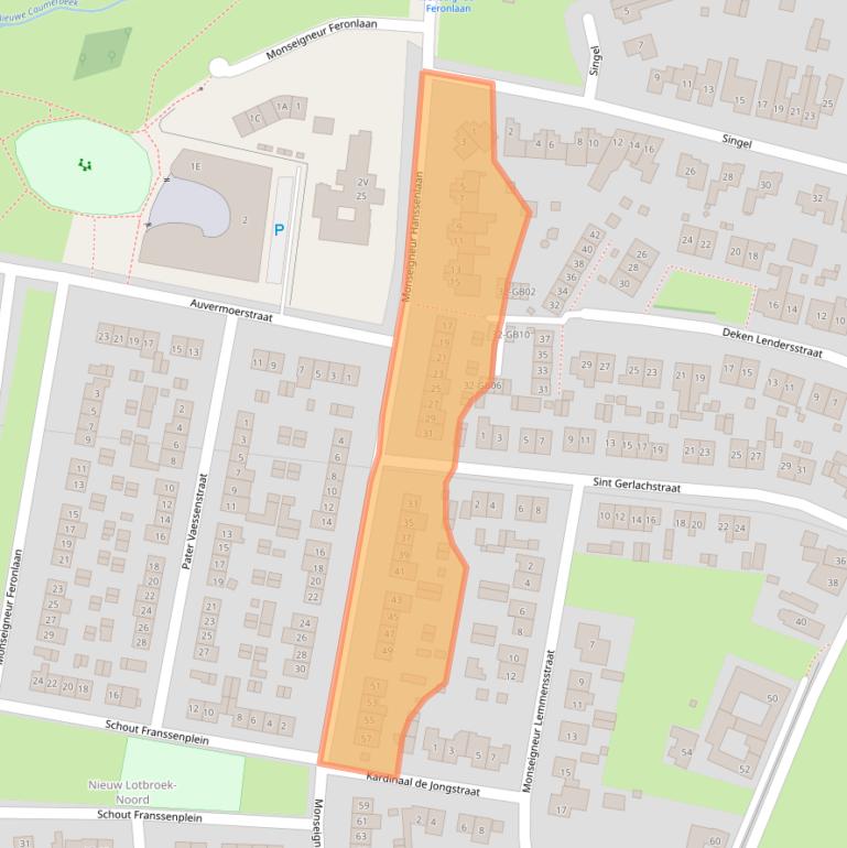 Kaart van postcodegebied 6433BJ.