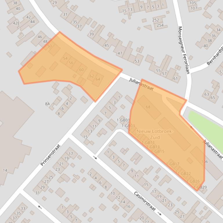 Kaart van postcodegebied 6433GD.