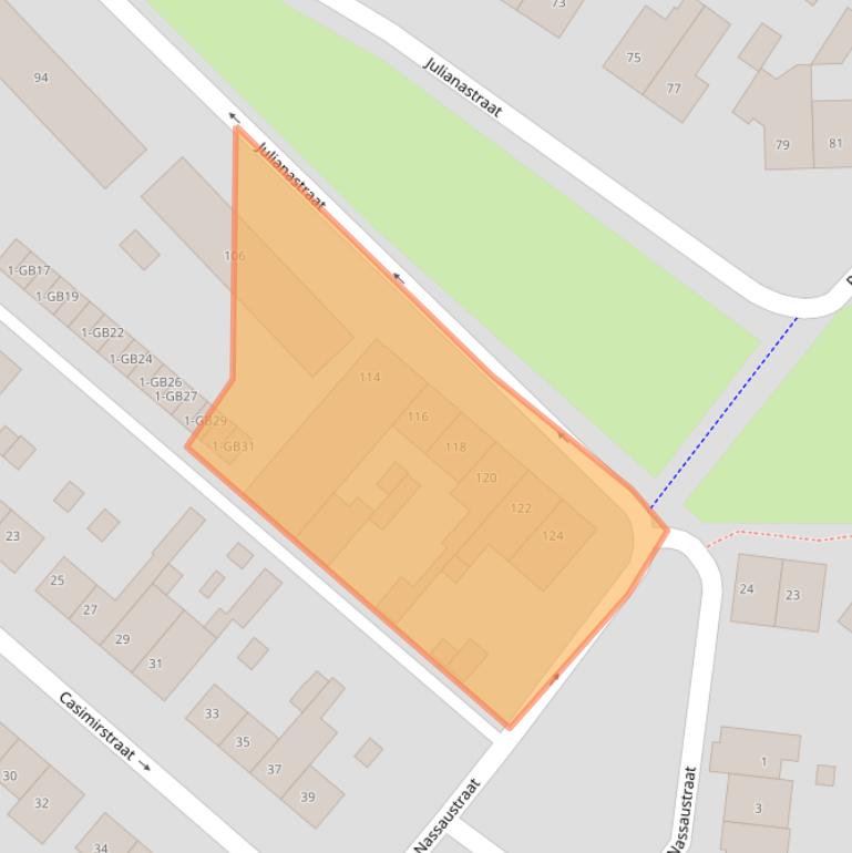 Kaart van postcodegebied 6433GE.