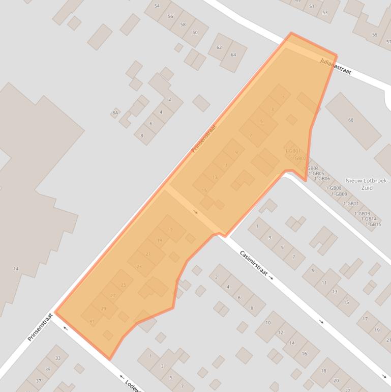 Kaart van postcodegebied 6433GG.