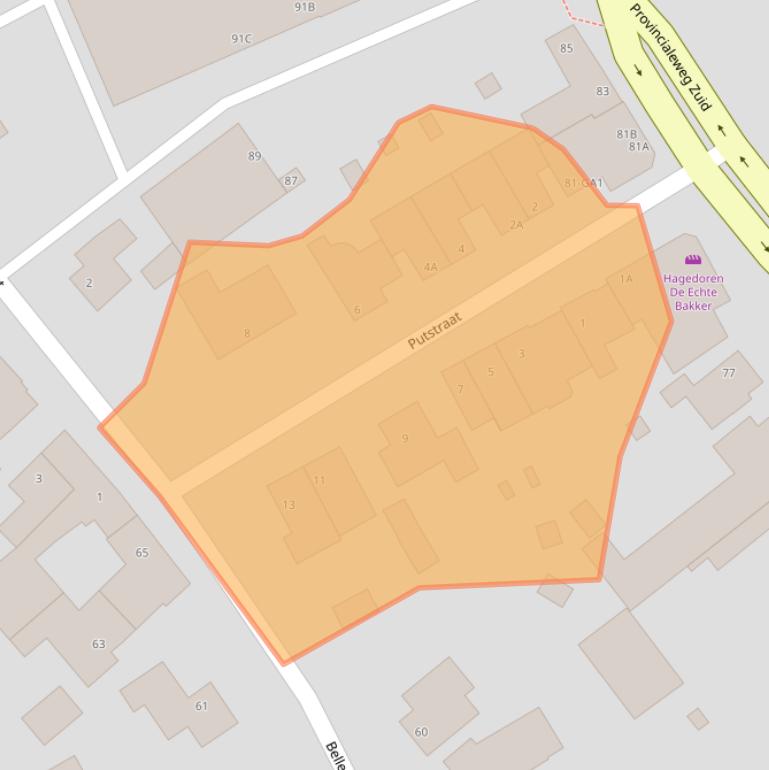 Kaart van postcodegebied 6438JZ.