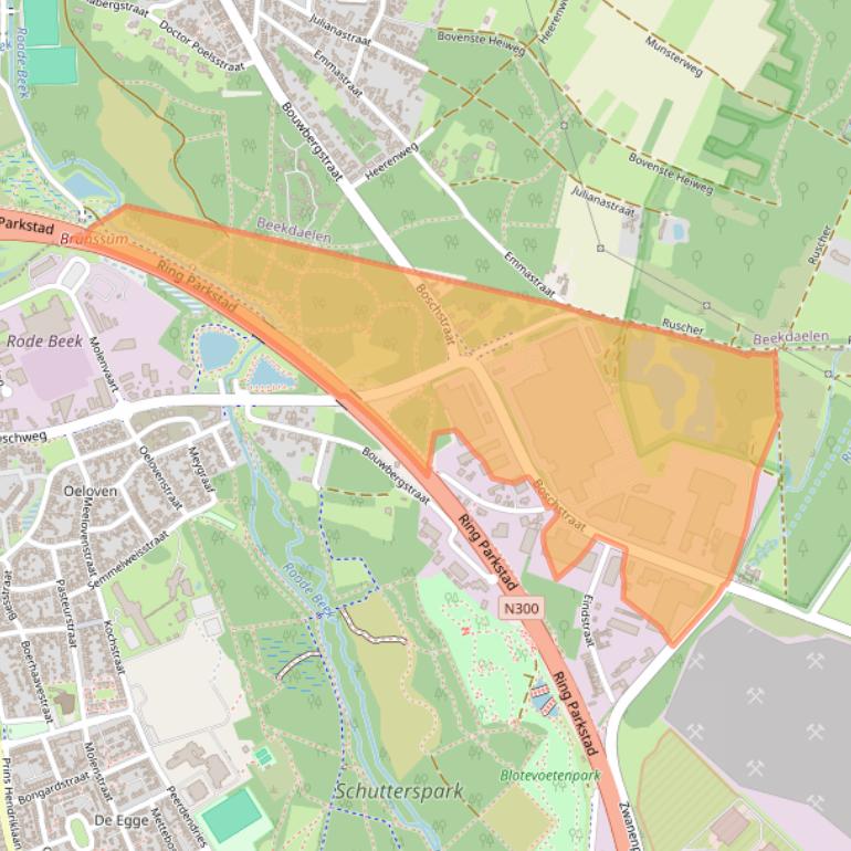 Kaart van postcodegebied 6442PB.