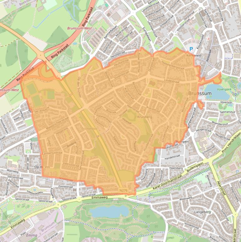 Kaart van postcodegebied 6444.