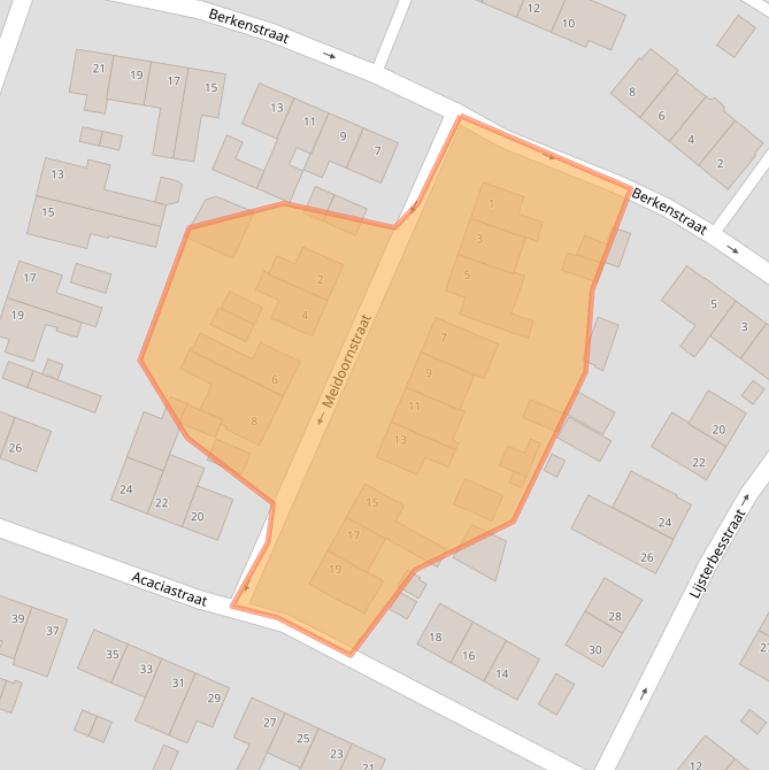 Kaart van postcodegebied 6444BX.