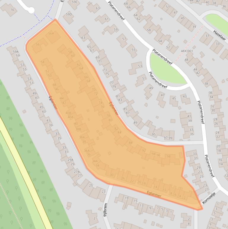 Kaart van postcodegebied 6444DN.