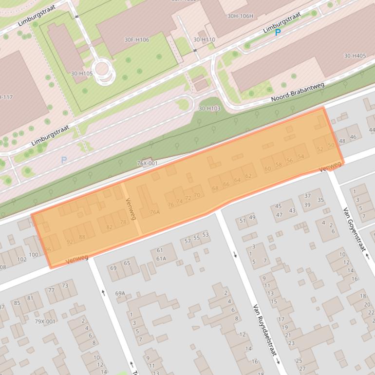 Kaart van postcodegebied 6445XX.