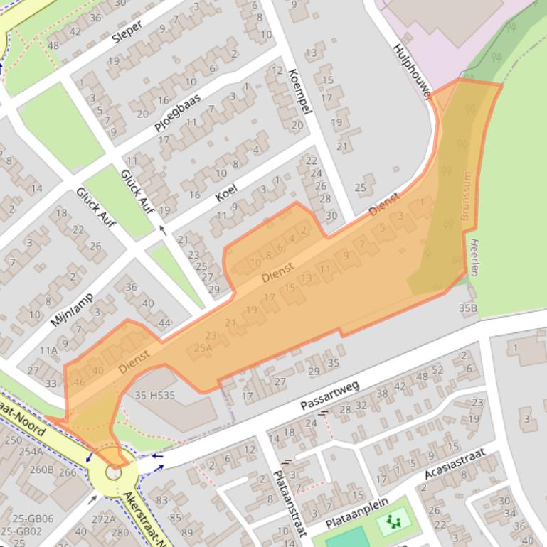 Kaart van postcodegebied 6446BR.