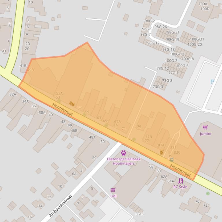 Kaart van postcodegebied 6461CN.