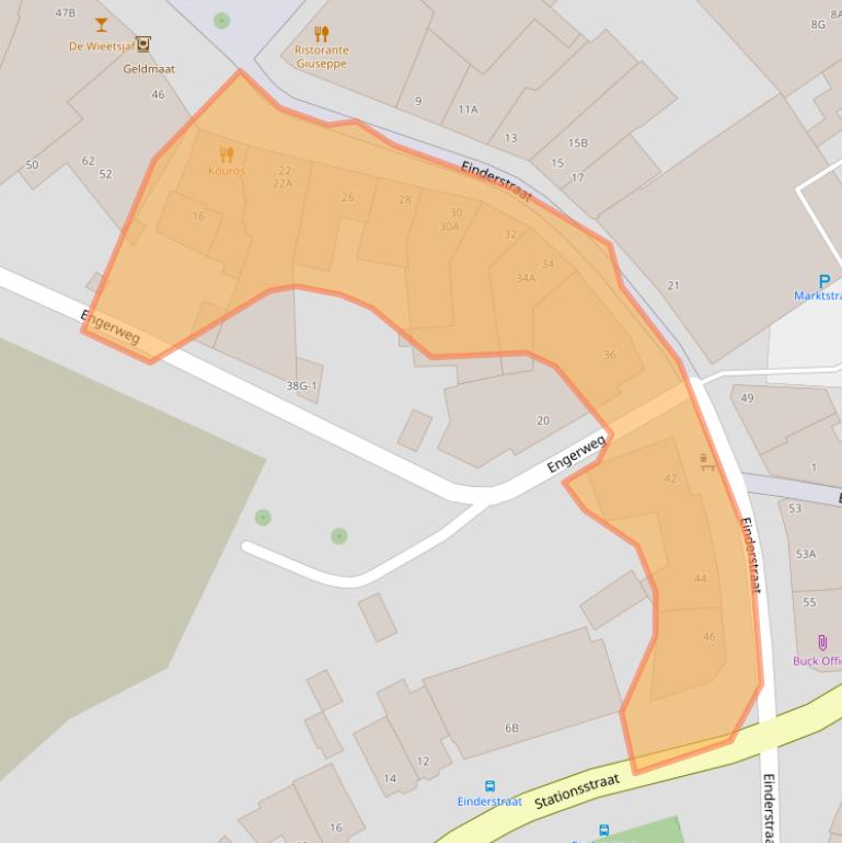 Kaart van postcodegebied 6461EP.