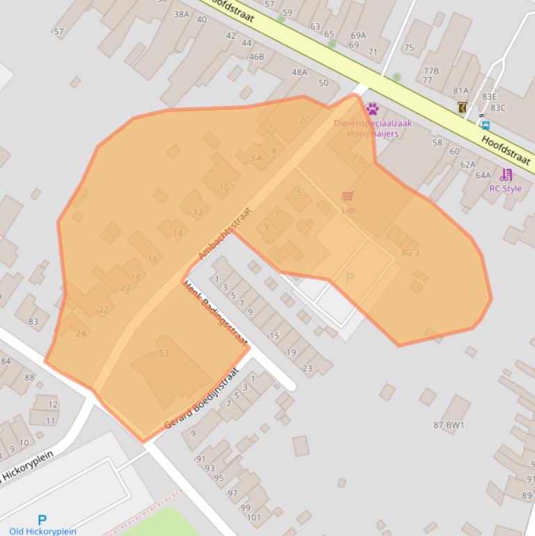 Kaart van postcodegebied 6461EW.