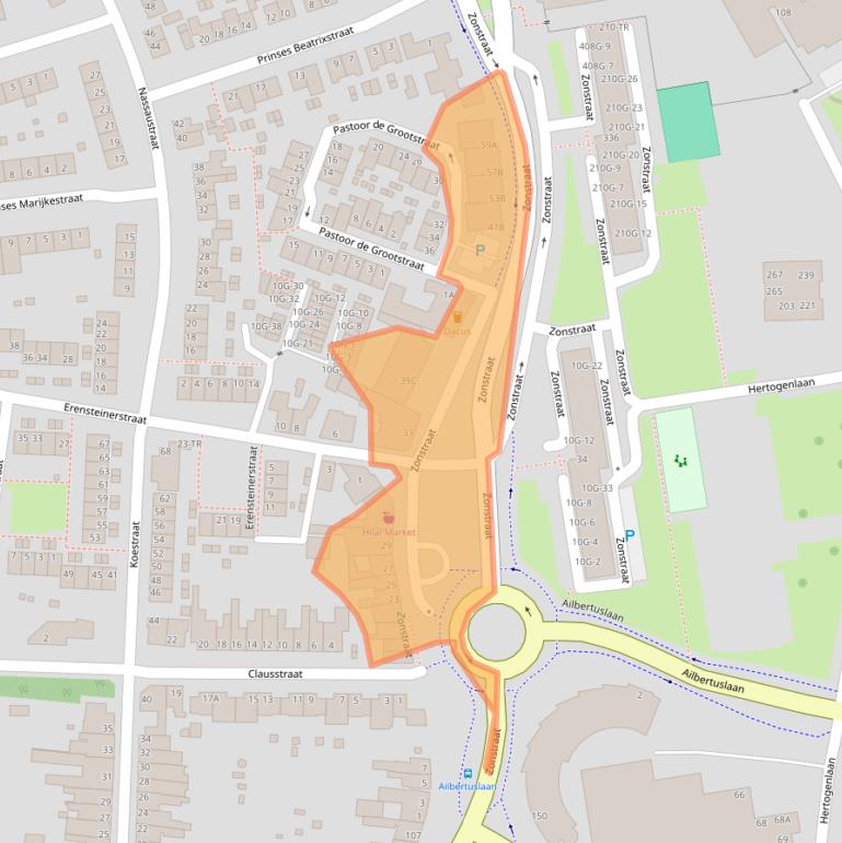 Kaart van postcodegebied 6463AA.