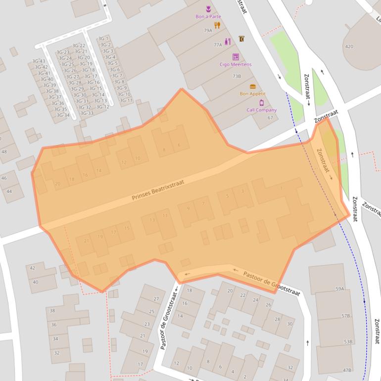 Kaart van postcodegebied 6463AP.