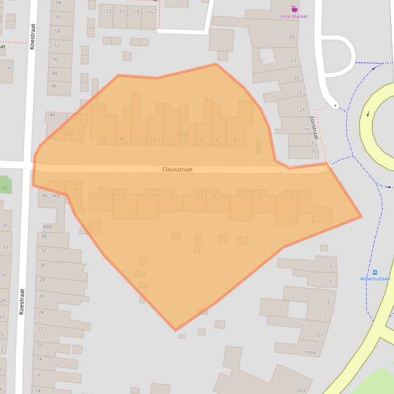 Kaart van postcodegebied 6463XJ.