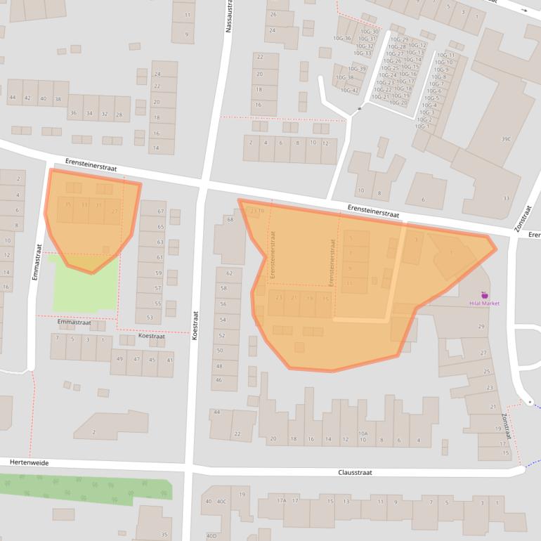 Kaart van postcodegebied 6463XM.