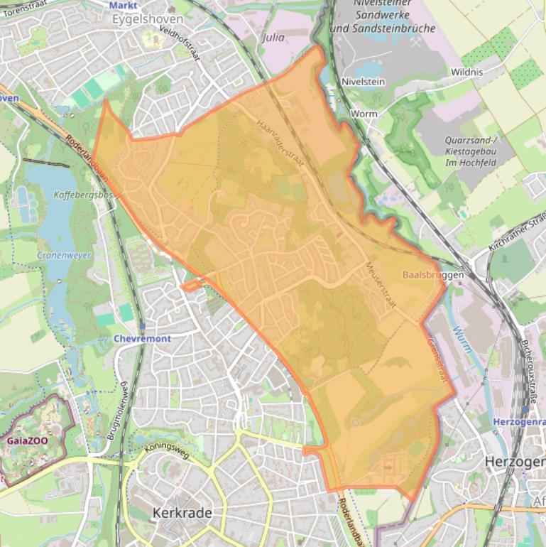 Kaartafbeelding, ingezoomd op postcodegebied 6464.
