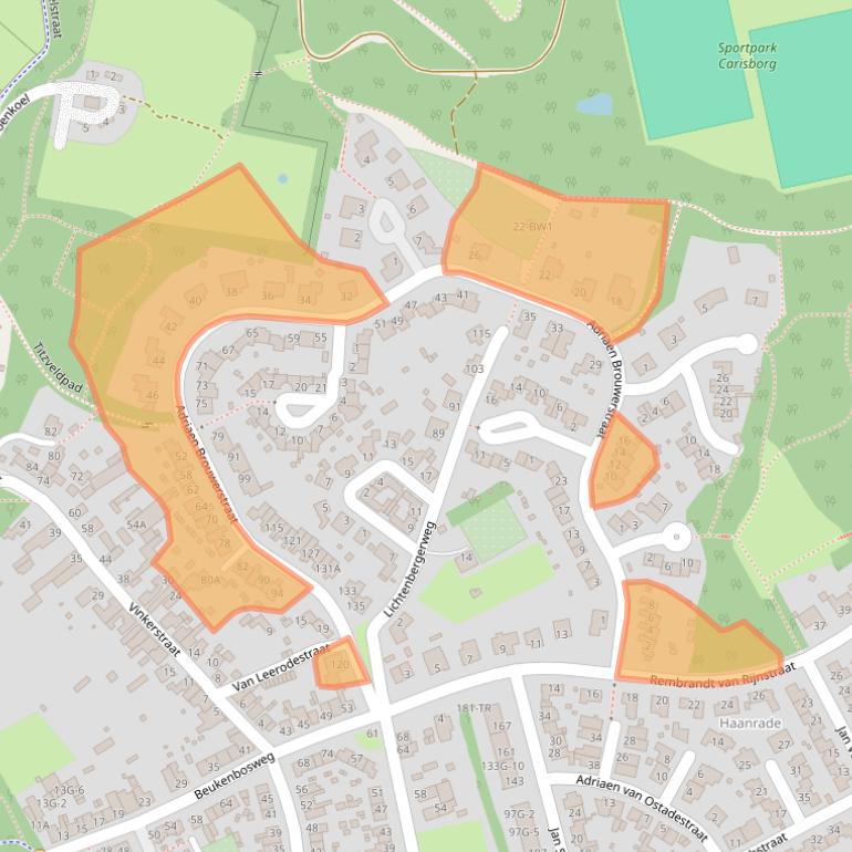 Kaart van postcodegebied 6464AW.