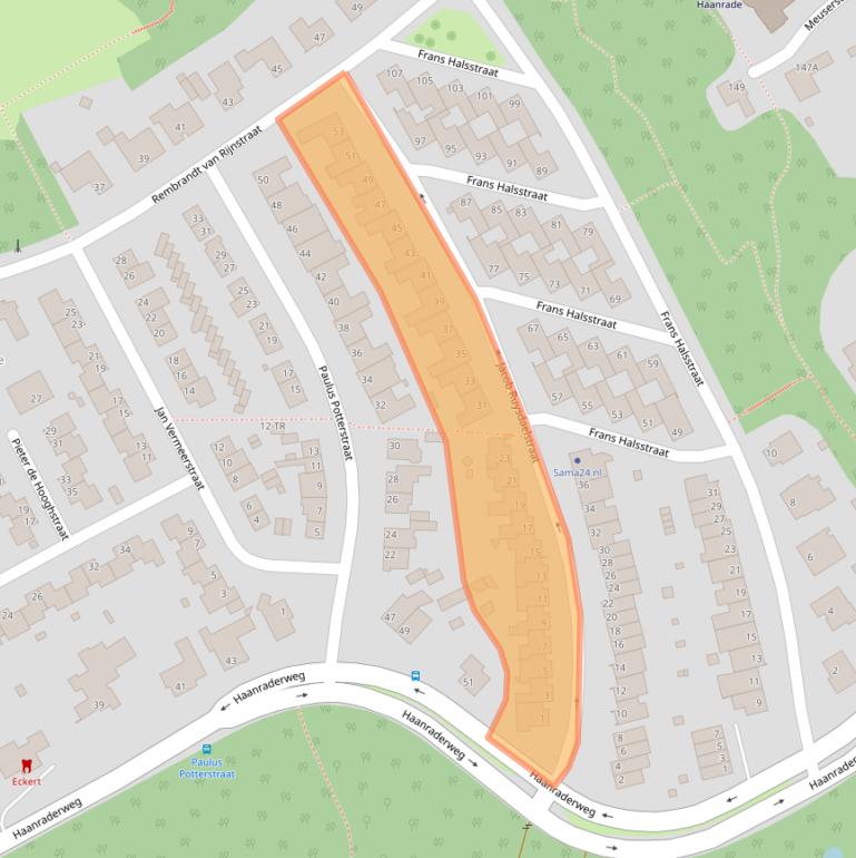 Kaart van postcodegebied 6464CC.