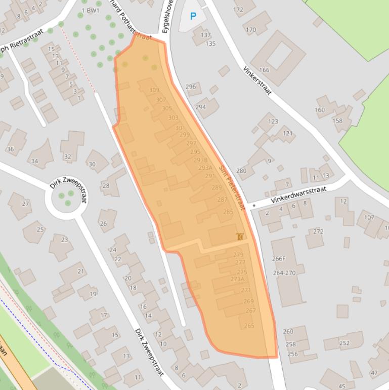 Kaart van postcodegebied 6464GG.