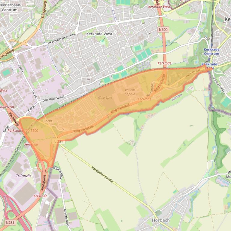 Kaartafbeelding, ingezoomd op postcodegebied 6465.