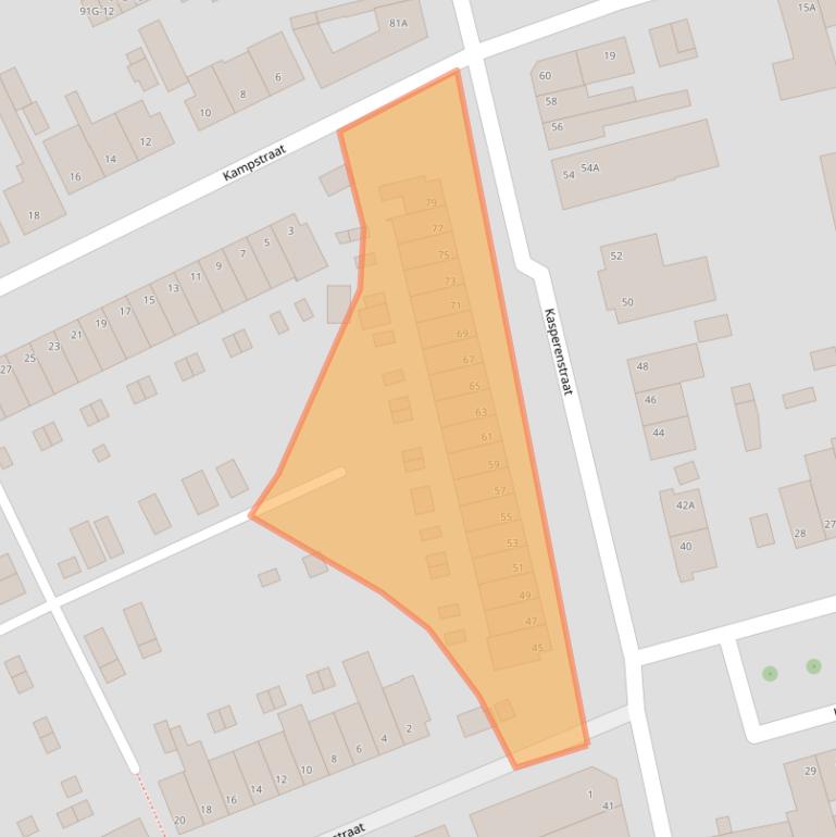 Kaart van postcodegebied 6466BE.