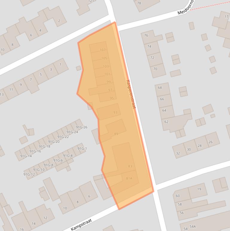 Kaart van postcodegebied 6466BG.