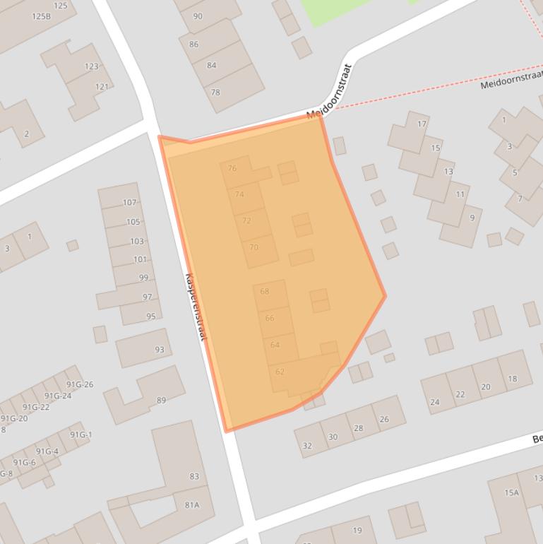 Kaart van postcodegebied 6466BL.