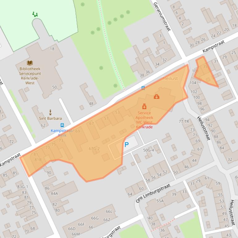 Kaart van postcodegebied 6466BR.