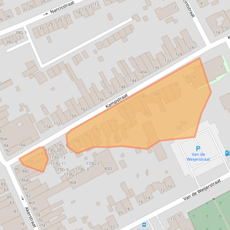 Kaart van postcodegebied 6466BT.