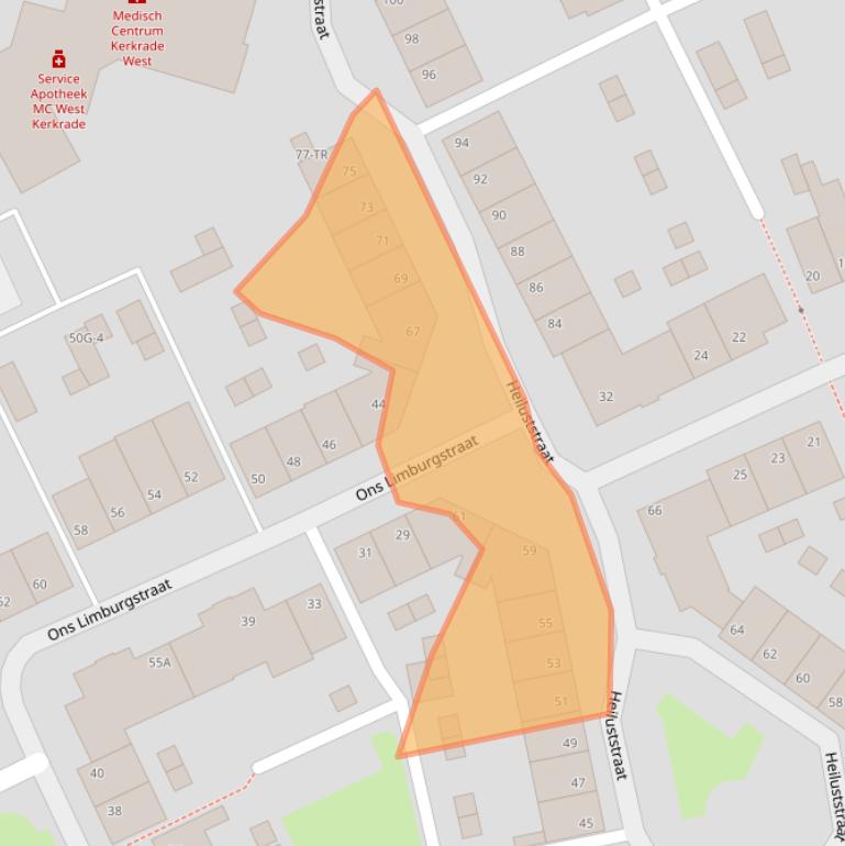 Kaart van postcodegebied 6466CG.