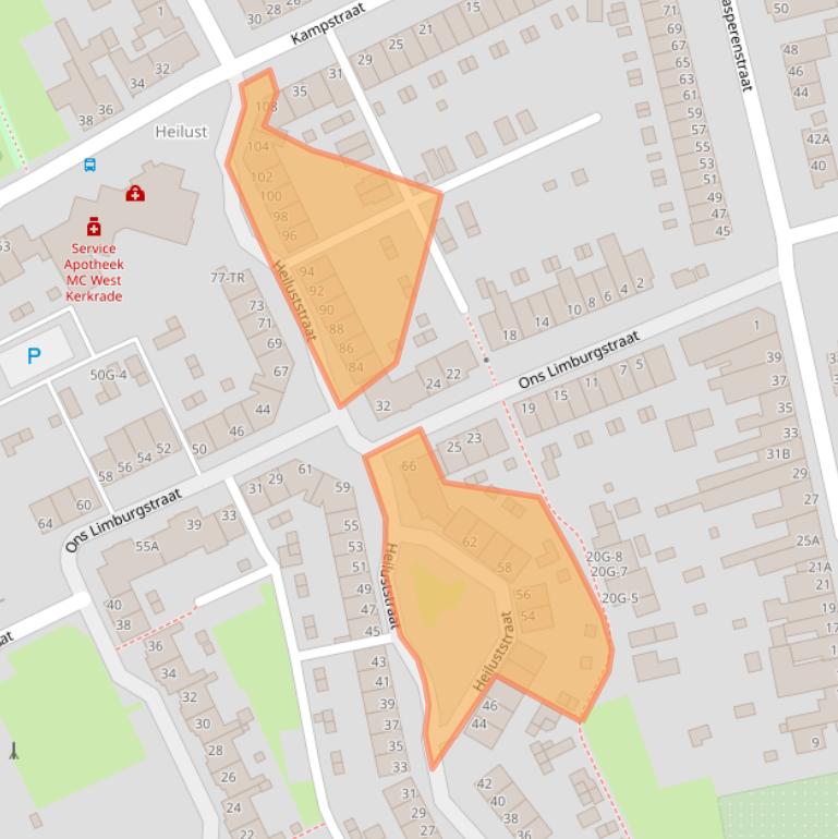 Kaart van postcodegebied 6466CJ.