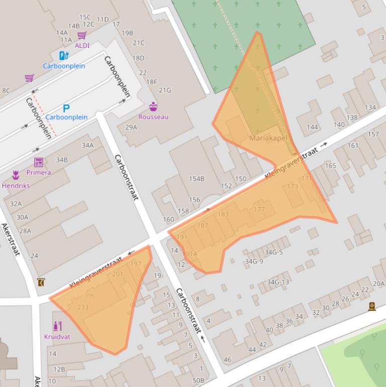 Kaart van postcodegebied 6466ED.