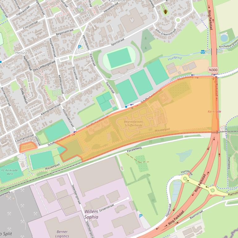 Kaart van postcodegebied 6466EN.