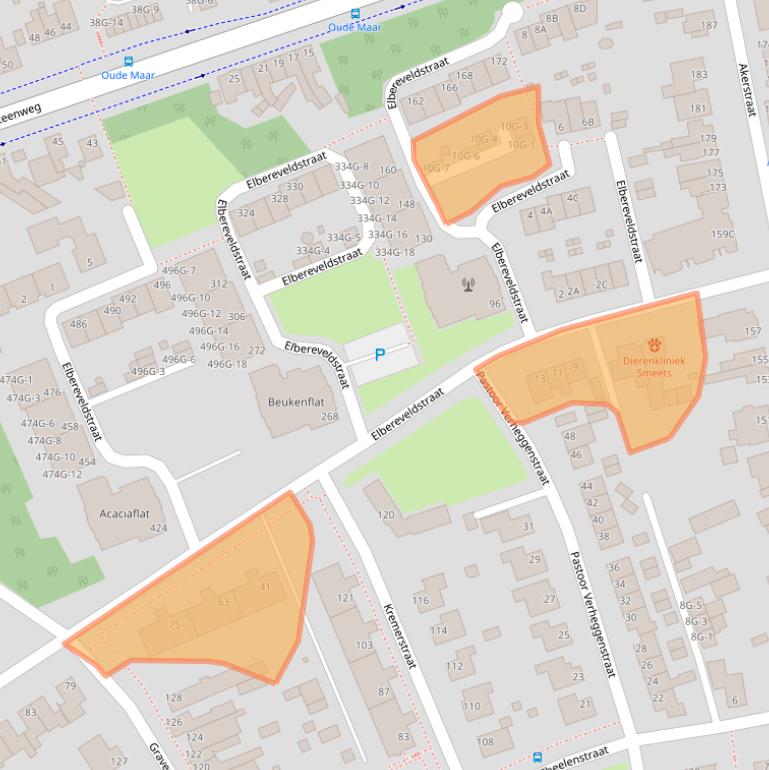 Kaart van postcodegebied 6466JL.