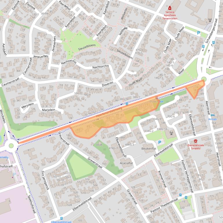 Kaart van postcodegebied 6466KR.