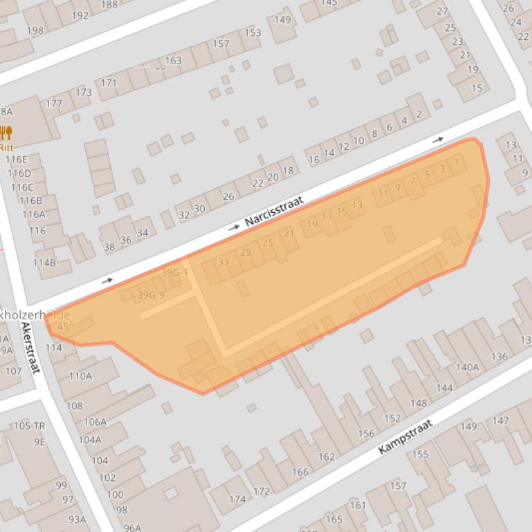 Kaart van postcodegebied 6466RT.