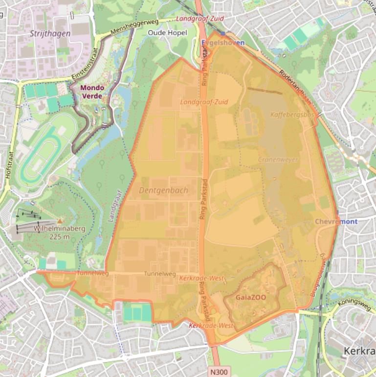 Kaartafbeelding, ingezoomd op postcodegebied 6468.