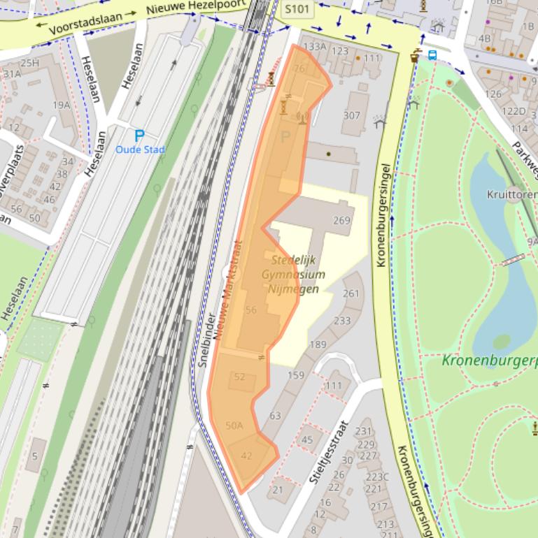 Kaart van postcodegebied 6511AA.
